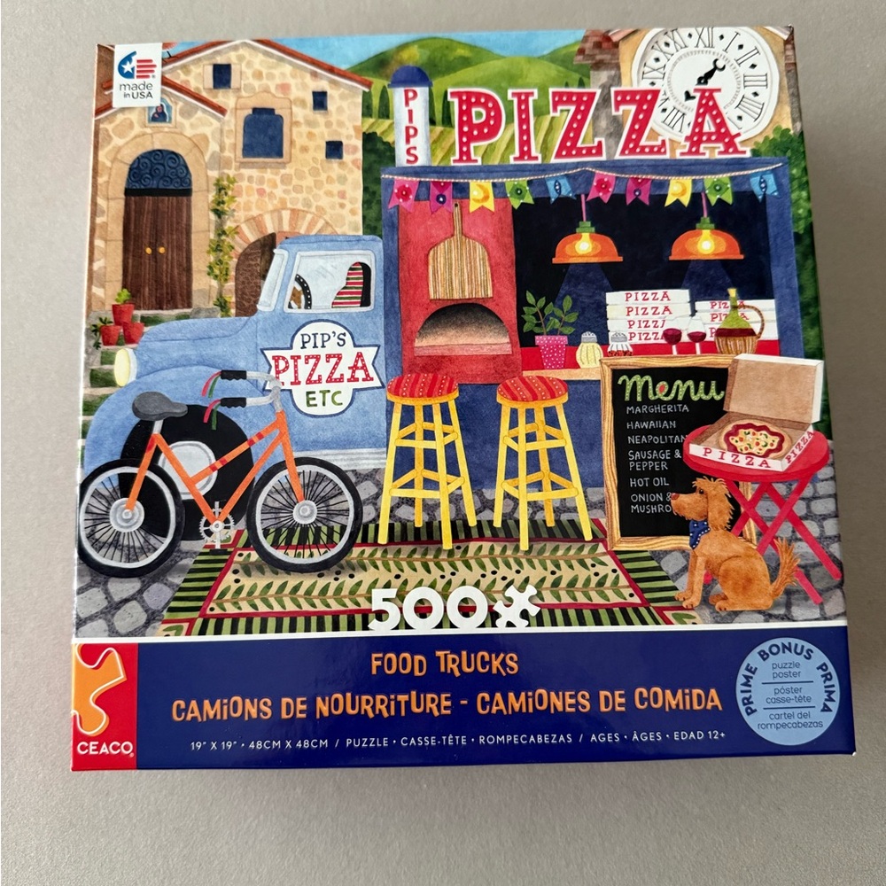 Vibrant Blue Puzzle Game with 500 Pieces and Engaging Design